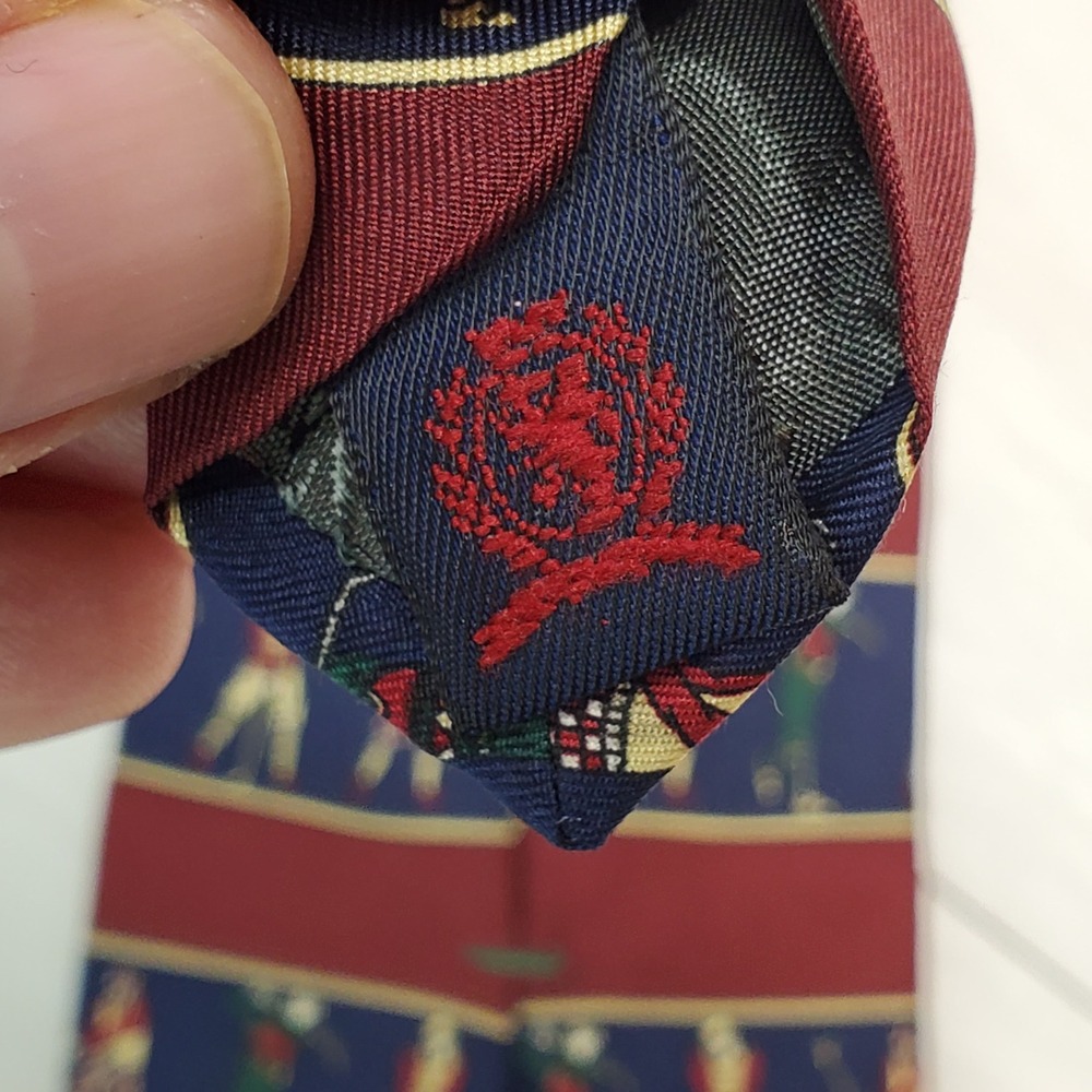 Tommy Hilfiger Mens Silk Tie Vintage Golfers Navy Burgundy Striped Made in USA - Picture 4 of 5